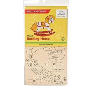 Build & Paint Ugears Wooden Rocking Horse Model Kit For Ages 5+